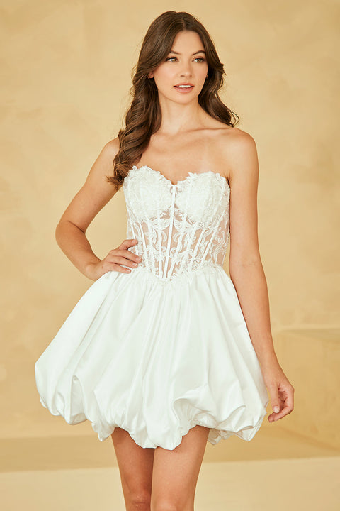 Elegant Short Strapless Appliqué Dress by Amelia Couture 5081S