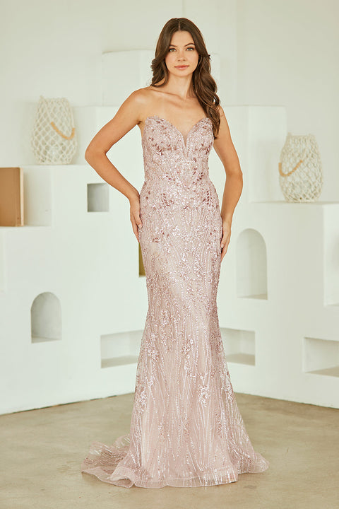 Strapless Gown with Embellished Details by Amelia Couture JQ1101