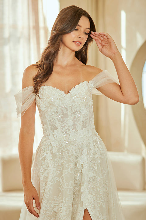 Elegant Appliqué Off-Shoulder Wedding Gown by Amelia Couture 2139