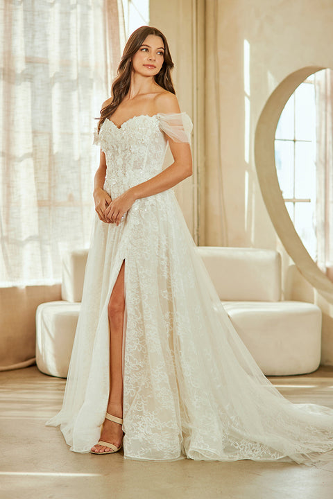 Elegant Appliqué Off-Shoulder Wedding Gown by Amelia Couture 2139