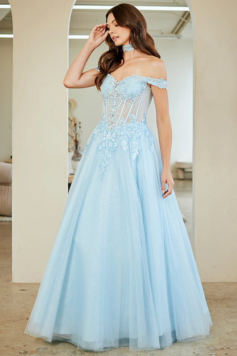 Amelia Couture 8064 Glittering Off-Shoulder Ball Gown