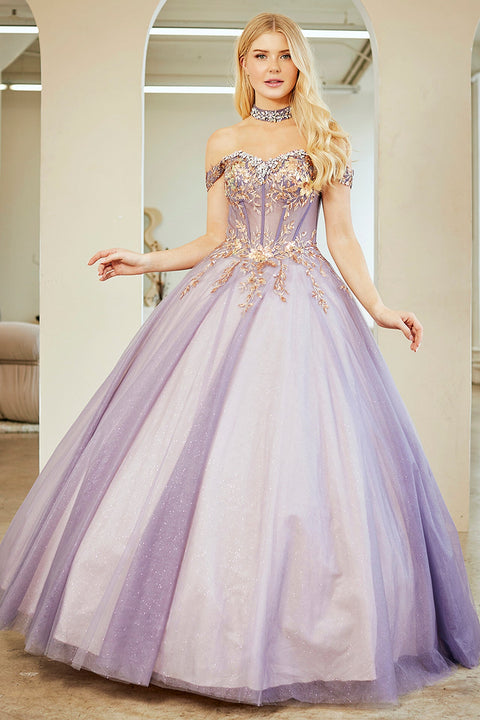 Amelia Couture 8063 Embroidered Off-Shoulder Gown with Elegant Detailing