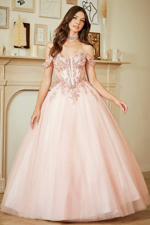 Amelia Couture 8065 Appliqué Off-Shoulder Gown with Elegant Design