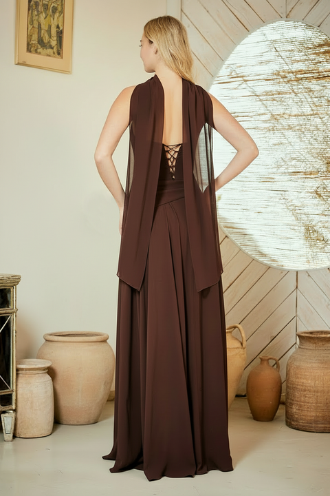 Amelia Couture 6133 Strapless Scarf A-Line Gown