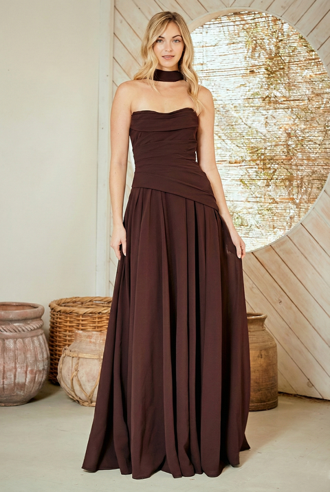 Amelia Couture 6133 Strapless Scarf A-Line Gown