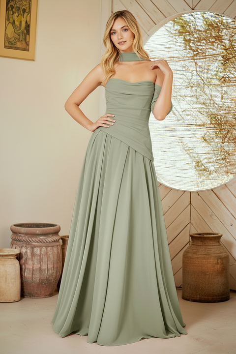 Amelia Couture 6133 Strapless Scarf A-Line Gown