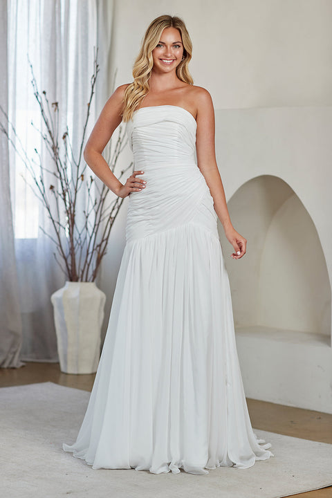 Amelia Couture 6132 Chiffon Strapless Gown