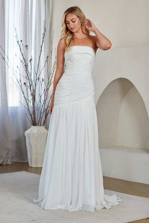 Amelia Couture 6132 Chiffon Strapless Gown