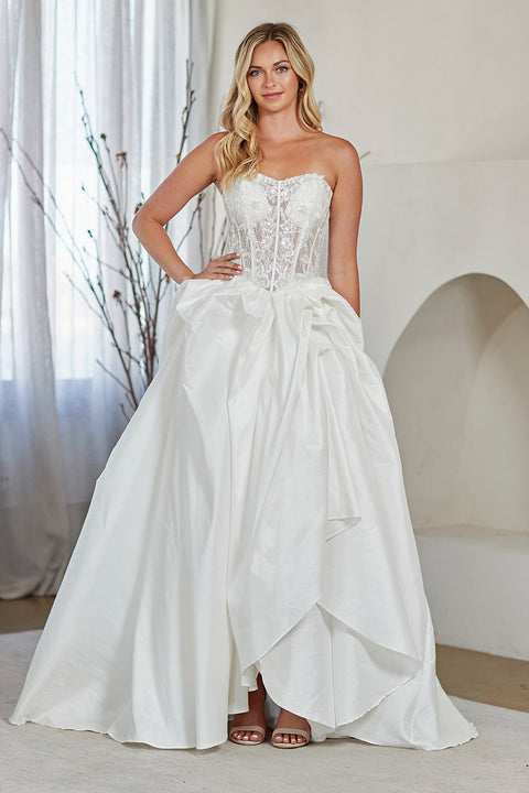 Amelia Couture 2087 Appliqué Strapless Bridal Gown with Romantic Elegance