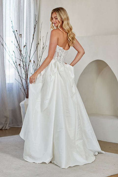 Amelia Couture 2087 Appliqué Strapless Bridal Gown with Romantic Elegance