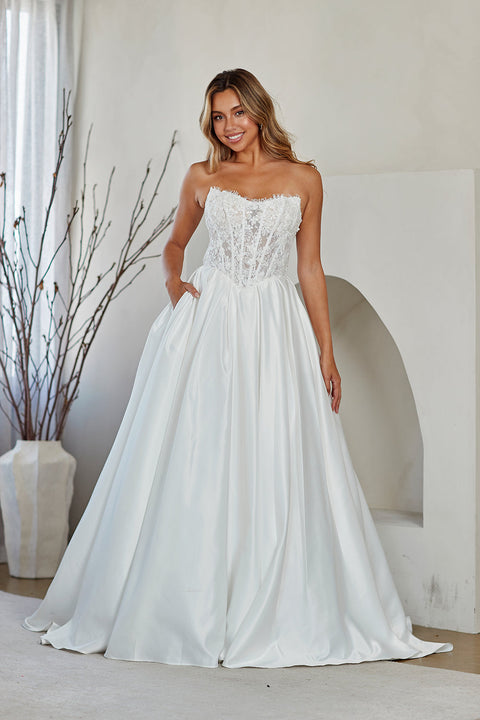 Amelia Couture 2089 Appliqué Strapless Bridal Gown