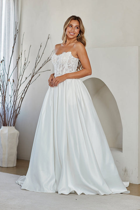 Amelia Couture 2089 Appliqué Strapless Bridal Gown