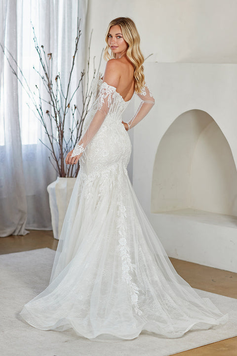 Amelia Couture 2155 White Strapless Glove Gown