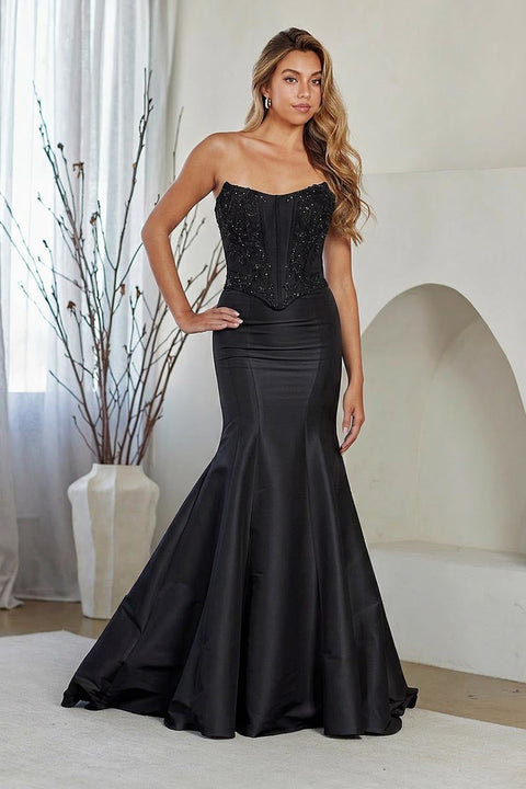 Amelia Couture 8080 Appliqué Strapless Gown