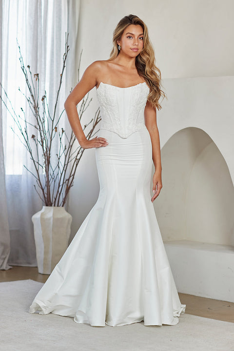 Amelia Couture 8080 Appliqué Strapless Gown