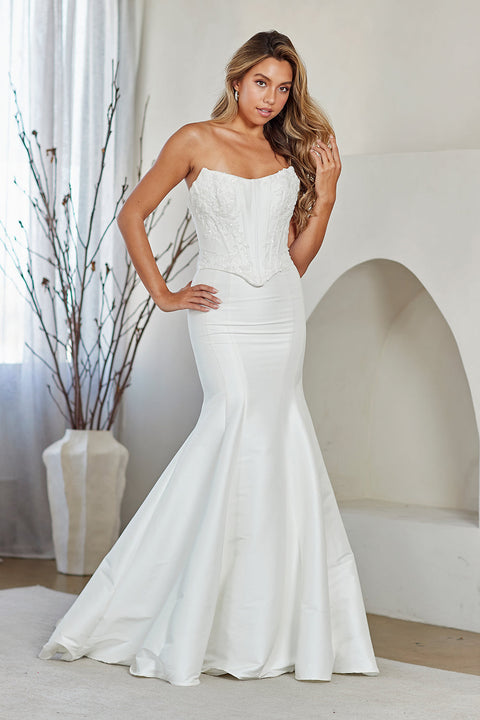 Amelia Couture 8080 Appliqué Strapless Gown