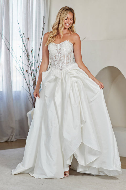 Amelia Couture 2087 Appliqué Strapless Bridal Gown with Romantic Elegance