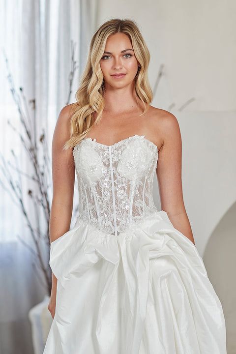 Amelia Couture 2087 Appliqué Strapless Bridal Gown with Romantic Elegance