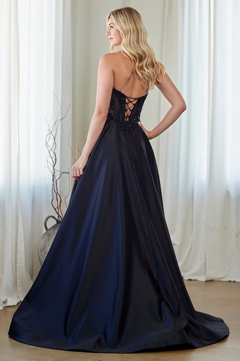 Amelia Couture 7093 Jersey Strapless A-Line Gown
