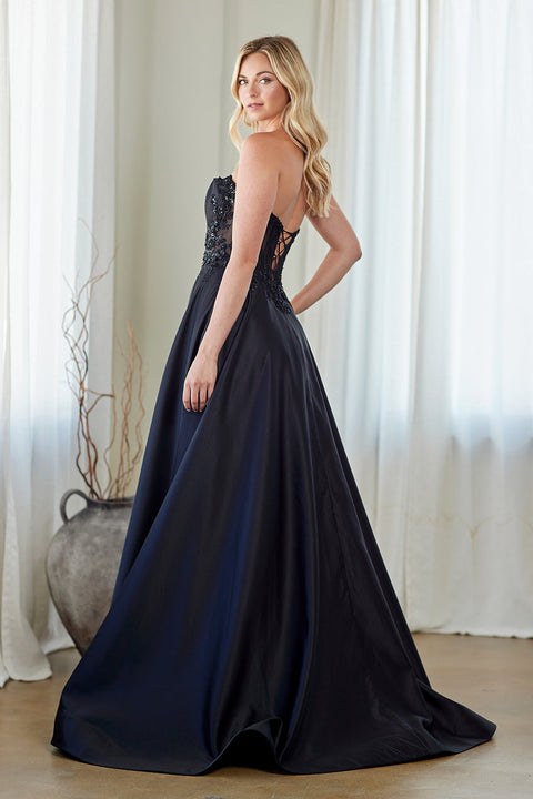 Amelia Couture 7093 Jersey Strapless A-Line Gown