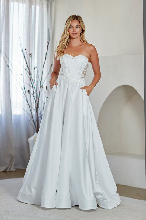 Amelia Couture 7093 Jersey Strapless A-Line Gown