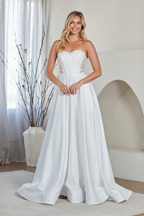 Amelia Couture 7093 Jersey Strapless A-Line Gown