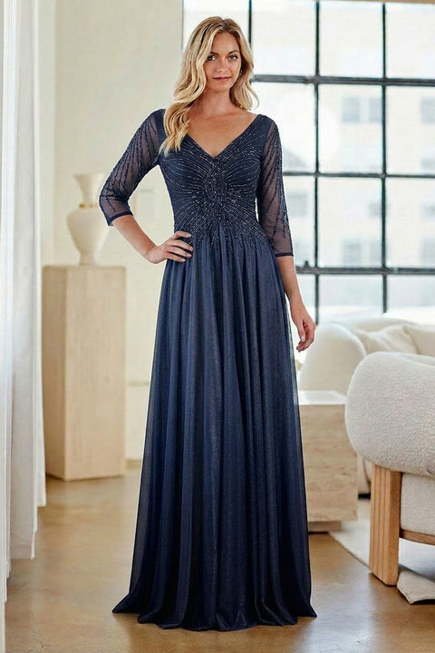 Amelia Couture KF1501 Chiffon 3/4 Sleeve Gown