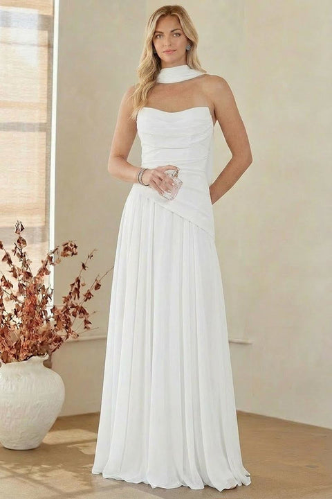 Amelia Couture 6133 Strapless Scarf A-Line Gown