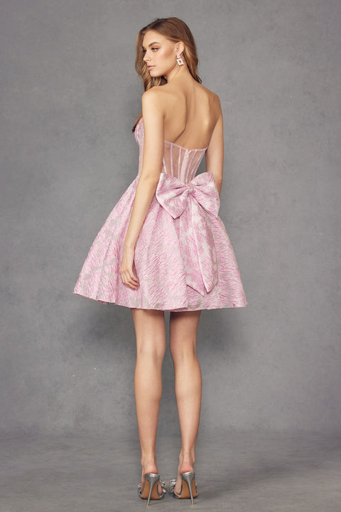 Juliet JT982S Short A-Line Strapless Homecoming Dress – Pink