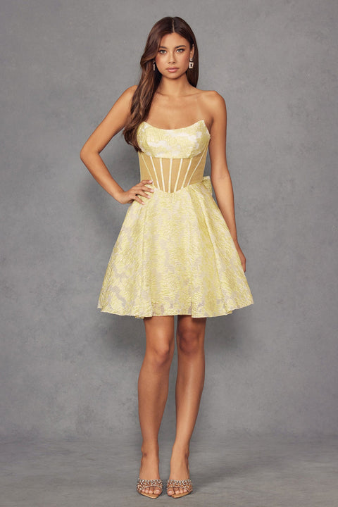 Juliet JT982S Short A-Line Strapless Homecoming Dress – Pink