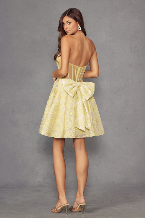 Juliet JT982S Short A-Line Strapless Homecoming Dress – Pink