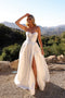 Nox Anabel Strapless Bridal Gown with Bustier Corset and Slit JE1005