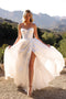 Nox Anabel Strapless Bridal Gown with Bustier Corset and Slit JE1005