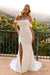 Nox Anabel Fitted Off-Shoulder White Gown with Slit JE1007