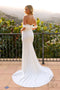 Nox Anabel Fitted Off-Shoulder White Gown with Slit JE1007