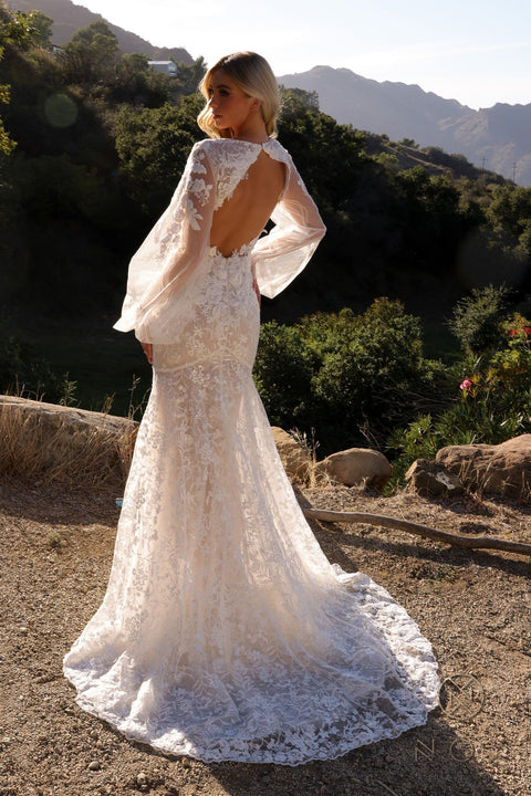 Nox Anabel Bridal Mermaid Dress with Puff Sleeves JE1009L.