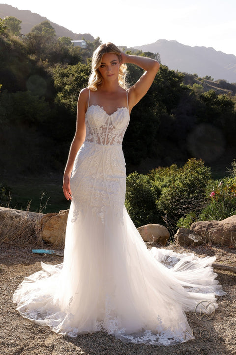 Nox Anabel Sleeveless Bridal Mermaid Dress with Appliqué JE1014L