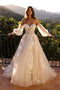 Nox Anabel Strapless Bridal Gown with Puff Sleeves and Corset JE990L