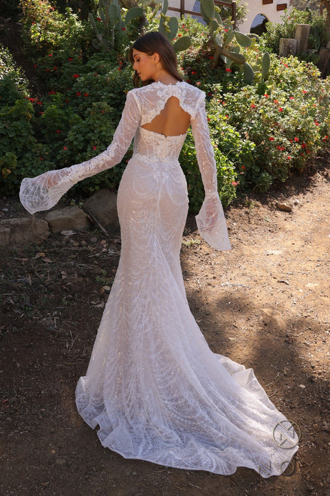 Nox Anabel Long Sleeve Bridal Gown with Beaded Lace JE994L