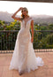 Beaded Cap Sleeve Bridal Overskirt Gown by Nox Anabel JE995L