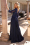 Nox Anabel Pleated A-line Gown with Applique and 3/4 Sleeves MF102