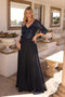 Nox Anabel A-line Gown with Sequin Bodice and 3/4 Sleeves MF103