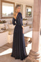 Nox Anabel A-line Gown with Sequin Bodice and 3/4 Sleeves MF103