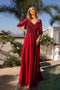 Nox Anabel A-line Gown with Sequin Bodice and 3/4 Sleeves MF100