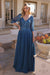 Nox Anabel A-line Gown with Sequin Bodice and 3/4 Sleeves MF100