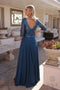 Nox Anabel A-line Gown with Sequin Bodice and 3/4 Sleeves MF100