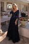 Nox Anabel A-line Gown with Sequin Bodice and 3/4 Sleeves MF100