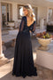 Nox Anabel A-line Gown with Sequin Bodice and 3/4 Sleeves MF100