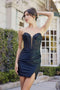 Strapless Embroidered Short Dress with Slit by Nox Anabel R922"