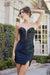 Strapless Embroidered Short Dress with Slit by Nox Anabel R922"